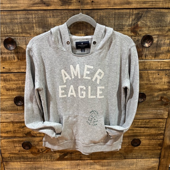 American Eagle Outfitters Tops - American Eagle Outfitters Gray Hooded Sweatshirt